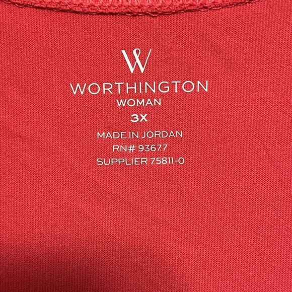 Worthington Woman Sleeveless Tank Top Plus Size 3X Pinkish Red, Nylon, Spandex - Picture 2 of 6